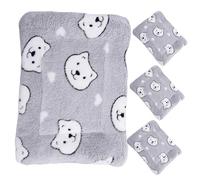 BCOATH 4pcs Soft Warm Cage Mat for Guinea Pig Hamster Rabbit Cozy Sleeping Blanket Super Absorbent Pet Bed for Small Animals Grey Bear Head s