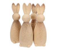BCOATH 4pcs Unfinished Wood Bunny Figurines DIY Easter Rabbit Craft Kits Wooden Peg Dolls Spring Tabletop Ornaments for Home and Holiday Decoration