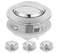 BCOATH 4pcs Universal Toilet Flush Button Replacement Kit for Toilet Tank, Rustproof Plastic Pp Material, Convenient for Family and Hotel Use, Silver Colour, Sturdy and Easy to Install