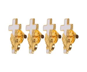 BCOATH 4pcs Vintage Cross Brooch Alloy Christian Praying Hands Pin Religious Faith Accessory for Suit and Daily Wear