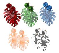BCOATH 5 Pairs Leaf Earrings for Women Lightweight Acetic Acid Sheet Drop Earrings Stylish Bohemian Add Charm and Beauty Birthday Gifts Random Color