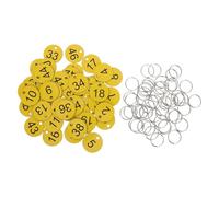 BCOATH 50pcs Plastic Round Numbered Tags 1-50 with Rings Reusable Numbered Plastic Tags for Device Label and Equipment Number Display for Restaurants and Selling Clothes