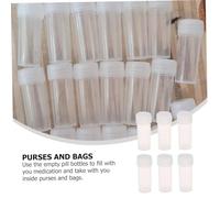 BCOATH 50pcs Plastic Sample Containers Resistant Caps Transparent Refillable Vials for Pills Powder Granules Secure Medicine Storage Bottles for Lab and Home Use