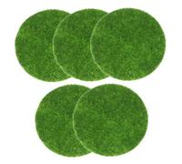 BCOATH 5pcs Artificial Moss Mat for Indoor Plants Realistic Round Craft Grass Rug DIY Micro Landscape Succulent Bonsai Decor Faux Greenery for Home and Garden
