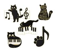 BCOATH 5pcs Cute Lapel Pin Cat Music Brooch Cartoon Funny Pins Animal Music Note Cat Accessories Jewelry for Women Girls Jackets Hats Bags