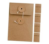 BCOATH 5pcs Kraft Paper Envelopes with Secure String Tie Closure Writable Vintage Storage Bags for Invitations Documents Photos and Cards Multipurpose Organization for Office School and