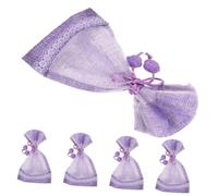 BCOATH 5pcs Lavender Sachet Empty Bags Purple Linen Gauze Lightweight Storage Pouches for Dried Flowers Jewelry Organizer Car Wardrobe Freshener