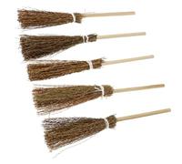 BCOATH 5Pcs Mini Hand-Woven Decorative Broom Set, Lovely Dollhouse Decor Brooms, Artificial Props for Doll Accessories and Witch Theme