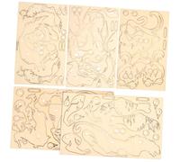 BCOATH 5pcs Wooden Animal Puzzle DIY Kit Jigsaw for Creative Educational Brain Teaser Model with Wolf Dragon Fox Deer Tiger for Home Decor
