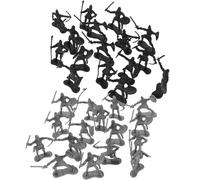 BCOATH 60Pcs Medieval Soldier Action Figures Set Mini Soldiers Plastic Miniature Army Men with Black Silver Finish for Educational Pretend Play and Historical Cake Decorations