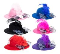 BCOATH 6Pcs Adjustable Lace Decorative Chicken Hats Comfortable Wear-resistant Bird Accessories for Parrots Roosters Ducks Multi-color for Festivals Parties Birthdays Family Portraits