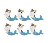 BCOATH 6pcs Golden Alloy Cat Mermaid Brooch Pins Set, Adorable Animal Shape Lapel Brooches for Women, Accessory for Sweaters and Coats