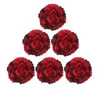 BCOATH 6pcs Hair Flower Clips Bohemian Style Red Fabric Peony Hairpins with Metal Clips Multiple Functions Maintains Color and Shape Suitable for Hat Decoration and Formal Events