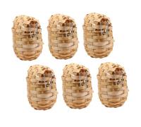BCOATH 6Pcs Handcrafted Bamboo Bird Nest with Hanging Hook Rustic Outdoor Bird Shelter for Natural Breeding Nest for Garden and Porch Decoration