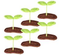 BCOATH 6pcs Handmade Knitted Bean Sprout Hair Clips in Green Yarn, Decorative Mini Snap Barrette Set for Birthday Party and Rave Costume Festival Accessories