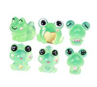 BCOATH 6pcs Luminous Resin Frog Figurines Mini Glow-in-the-dark Frog Decorations for Office and Home Table Desk Decor, Nighttime Living Room Ornament Set