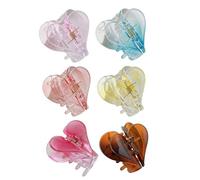 BCOATH 6pcs Plastic Hair Claws for Women Beautiful Heart Shape and Attractive Assorted Colours Keep Hair Tidy and Dry for Bathing and Working Assorted style