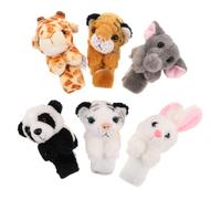 BCOATH 6pcs Plush Animal Slap Bracelets Adjustable Wristband Decoration for Birthday Party Favor Soft Jungle Zoo Hugger Bands with White Tiger Yellow Tiger Giraffe Rabbit Panda Elephant