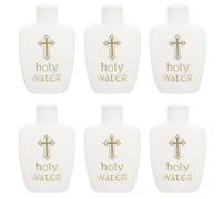 BCOATH 6pcs Refillable Holy Water Bottles with Jesus Cross Pattern Plastic Containers for Catholic Baptism Easter Church Home Prayer and Spiritual Cleansing