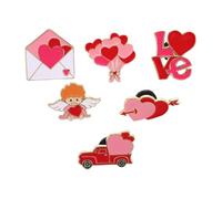 BCOATH 6pcs Valentine's Day Brooch Accessories Cupid Angel Heart Shape Alloy Love Letter Brooches Romantic Lapel Pins for Women Party Anniversary
