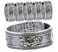 BCOATH 6pcs Vintage Metal Finger Rings for Men Luck Amulet Wealth Feng Shui Jewelry Sturdy Design Comfortable Fit Tibetan Buddhism Charm
