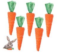 BCOATH 6pcs Woven Radish Pet Molar for Rabbits Hamsters Guinea Pigs Small Chewing for Teeth Grinding Handwoven Bunny for Boredom Relief and Cage Use