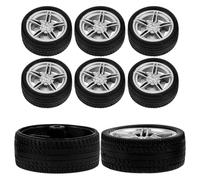BCOATH 8Pcs 38Mm Rubber Car Wheels with 3Mm Diameter Hub for DIY Craft Models Rubber Wheels for Trucks and Science Model Cars Assembly Small Set