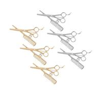 BCOATH 8pcs Barber Brooch Set Hair Clipper, Scissors and Comb Pins, Alloy Metal Suit Corsage for Hairdresser Work Clothes Decoration, Gold and Silver Mix