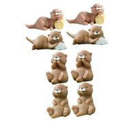 BCOATH 8pcs Mini Otter Figurines Resin Animal Decorations Small Miniature Figures for Themed Displays Table Centerpiece Creative Resin Animals