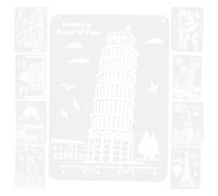 BCOATH 9 Sheets Reusable Pet Painting Stencils for Crafting Unique Urban and Landscape Designs, White Colour, for Greeting Cards and Home Decoration to Creativity