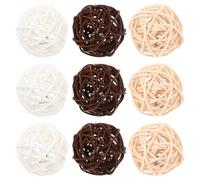 BCOATH 9pcs Kitten Interactive Cat Rattan Balls with Bell Hand-made Natural Rattan Material to Attract the Attention of Cats and Stimulate Cat's Sense