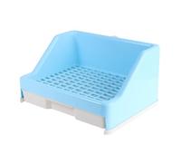 BCOATH Anti-tipping Drawer Rabbit Toilet with Non-slip Base and High Fence Practical Pet Rabbit Potty for Lop-eared and Pets Suitable for Home Design in Blue