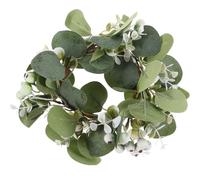 BCOATH Artificial Green Silk Flower Candle Ring Wreath for Pillar Candles, Creative Christmas Table Centerpiece Decoration Suitable for Bedroom and Study Room, Beautiful Holiday Home