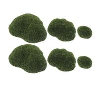BCOATH Artificial Moss Rocks Faux Decorative Green Foam Stones 6pcs with Realistic Moss Patterns and Textures Portable for Home Decor and Floral Arrangements