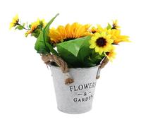 BCOATH Artificial Sunflowers with Pot Fake Plants for Home Décor Rustic Vintage Mini Faux Flowers Table Decoration No Maintenance for Patios and Indoor Use