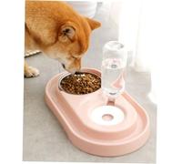 BCOATH Automatic Water Replenishing Dual Pet Bowl Split Design Plastic and Stainless Steel Feeder for Dogs and Cats Non-toxic PP Material and Easy to Clean Pink Pet Water Feeder