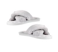 BCOATH Autumn Winter Plush Slippers Women Open Toe Cozy Cross Strap Warm Home Indoor Soft Breathable Anti-slip Sole Comfortable Footwear for Ladies