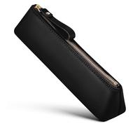 BCOATH Black Small Leather Pencil Case Comfortable to Touch and Multi-Functional, Stylish Simple Pencil Holder Pouch for Travel and Classroom Use