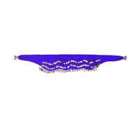BCOATH Blue Chiffon and 3 Rows Belly Dance with 128 Coins Hip Scarf Hard to Fall and Coins Firmly Connected, for Dancing Classes and Belly Dancing