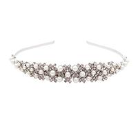 BCOATH Bridal Headband Pearl Crown Silver Rhinestone Elegant Wedding Hair Accessories Comfortable to Wear for Bride and Wife Suitable for Wedding Parties and Family Gatherings