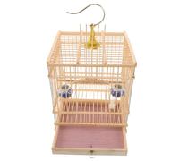 BCOATH Carbonized Bamboo Bird Cage Rectangular with Removable Tray and Hanging Hook Retro Design for Budgies Lovebirds Goldfinches Stable Indoor Balcony Habitat