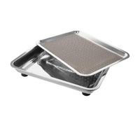 BCOATH Cat Water Fountain Spill Tray Hardwood Floor Protector 15.7x11.7 in Stainless Steel Raised Edge Drip Tray with Non-slip Feet for Cats and Pet Drinking Fountains