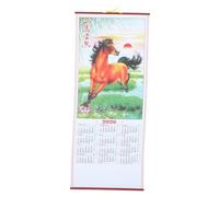 BCOATH Chinese Wall Scroll Calendar 2026 Horse Year Faux Rattan Hanging Calendar Traditional Wall Calendar Ideal For Home Offices
