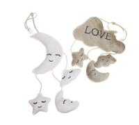 BCOATH Cloud and Moon Plush Mobile with Built Wind Chime Music Soft Hanging for Boys and Easy to Attach Stroller Crib Accessory Newborn