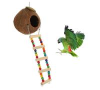 BCOATH Coconut Shell Birdhouse Nest with Ladder Hanging Sleeping Birdcage for Parrots and Small Birds Decorative Multifunctional Straw Nest for Birdcage Use