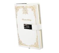 BCOATH Code Lock Notebook Pu Cover Vintage Style Spiral Diary Journal with Secure Code Lock for Office and School Use White
