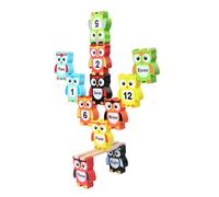 BCOATH Colorful Owl-shaped Wooden Stackable Blocks for Cognitive Development Hand-eye Coordination and Social Skills Educational Balance Game for Preschoolers