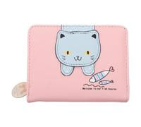 BCOATH Compact Pu Credit Card Holder with RFID Blocking, Cute Cartoon Cat Design Portable Coin Purse for Women, Easy to Clean Wallet with Card Slots for Daily Use and Shopping