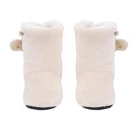 BCOATH Coral Fleece Warm Non-Slip Flat Bottom Indoor Boots Ivory White Size 35-38 Thickened Winter Floor Shoes for Home and Early Education