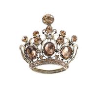 BCOATH Crown Brooch Tiara Pin for Women Amber Color Alloy Lapel Clothes Accessory Elegant Jewelry Gift for Dresses and Formal Wear